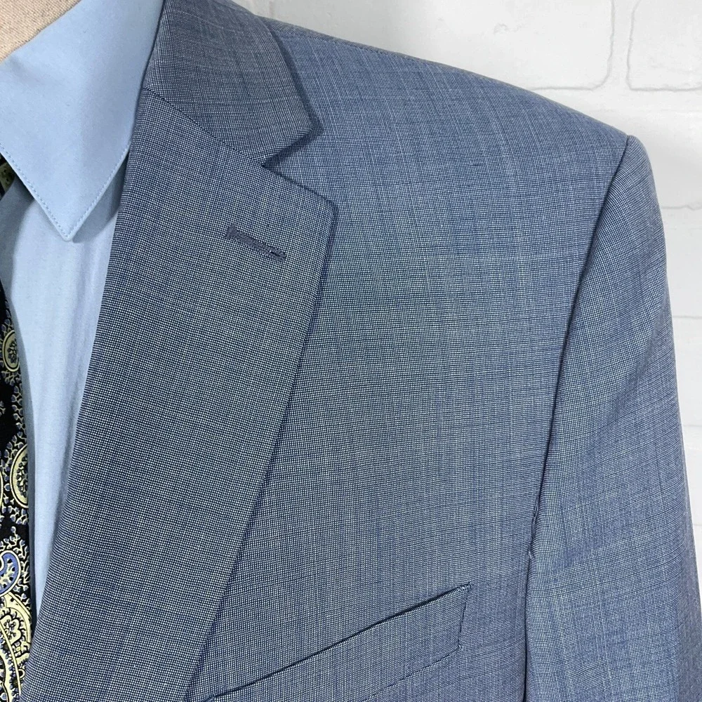 Lauren Ralph‎ Lauren Blazer Men 46L Blue 2 Button Classic Career Wool Stretch